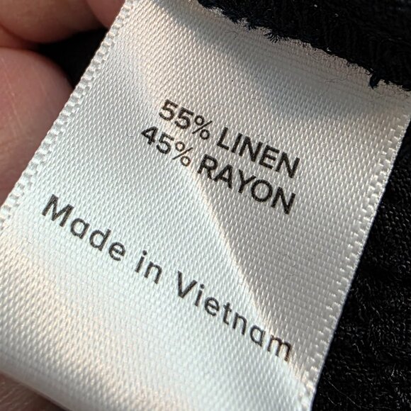 Evereve Sophia Linen Pants Wide Leg High‎ Rise 4-pocket Beachy Boho Black sz Sm - Picture 5 of 6